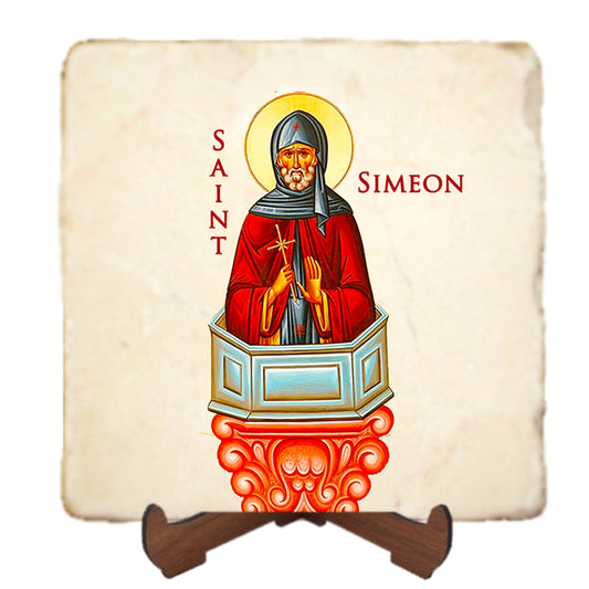 St.Saint Simeon Stylites Icon,Men Saints,Marble Icon,Handmade,Prayer gift,Christian Icon