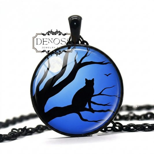 Moonlit Cat Pendant Necklace