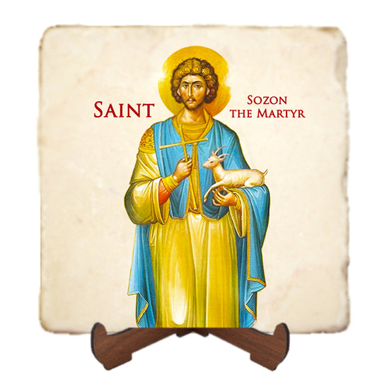 St.Sozon the Martyr Icon,Men Saints,Marble Icon,Handmade,Prayer gift,Christian Icon