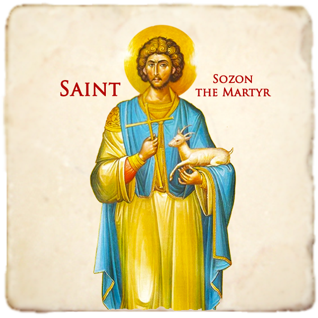 St.Sozon the Martyr Icon,Men Saints,Marble Icon,Handmade,Prayer gift,Christian Icon