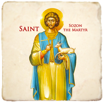 St.Sozon the Martyr Icon,Men Saints,Marble Icon,Handmade,Prayer gift,Christian Icon