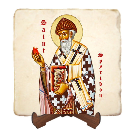 St.Spyridon Icon,Men Saints,Marble Icon,Handmade,Prayer gift,Christian Icon