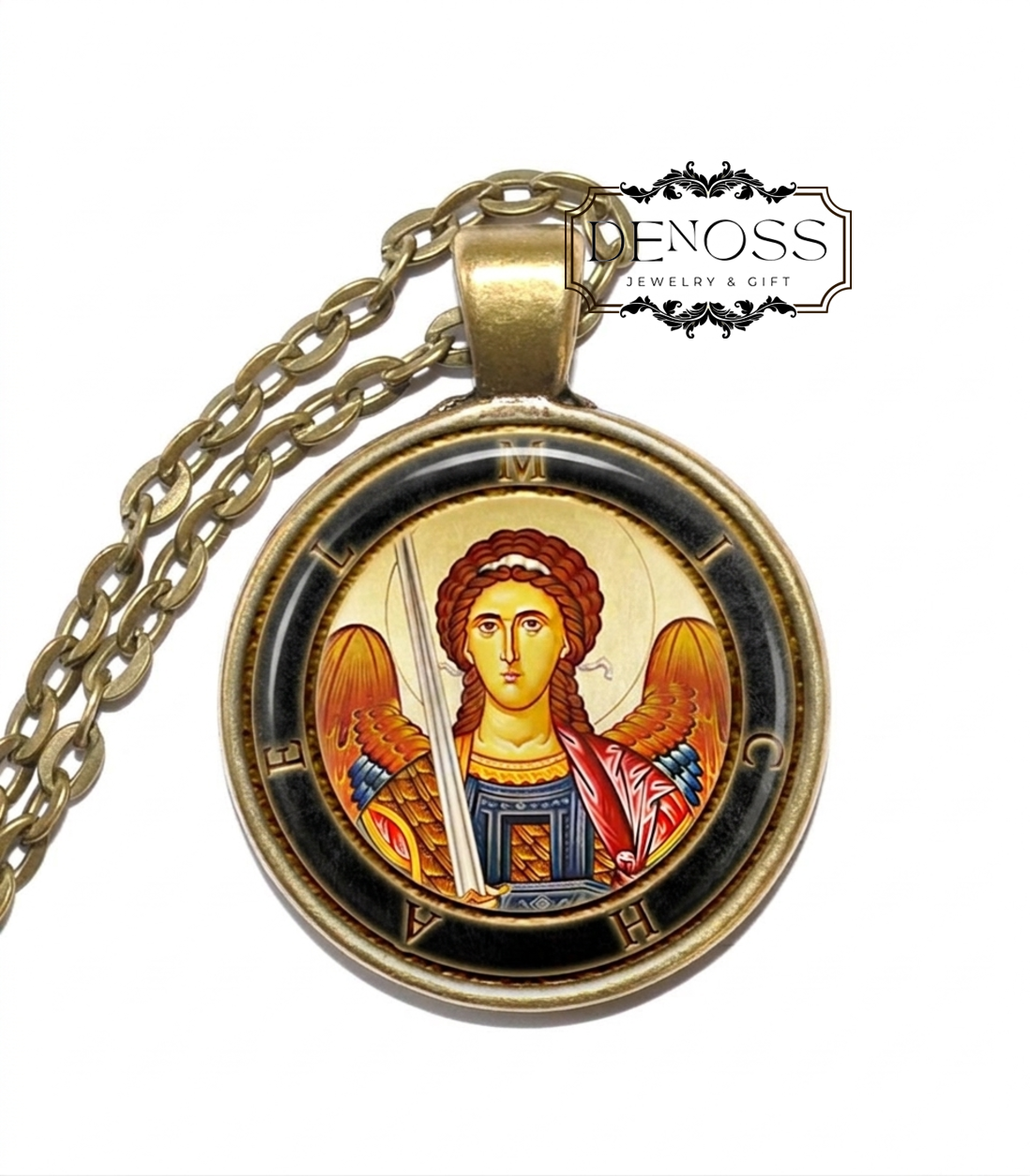 ARCHANGEL MICHAEL Necklace,Archangel,Keeper of Light,Mercy,Truth,Justice,Protector of spiritual values,Glass Pendant