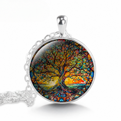 Colorful Tree of Life Pendant Necklace