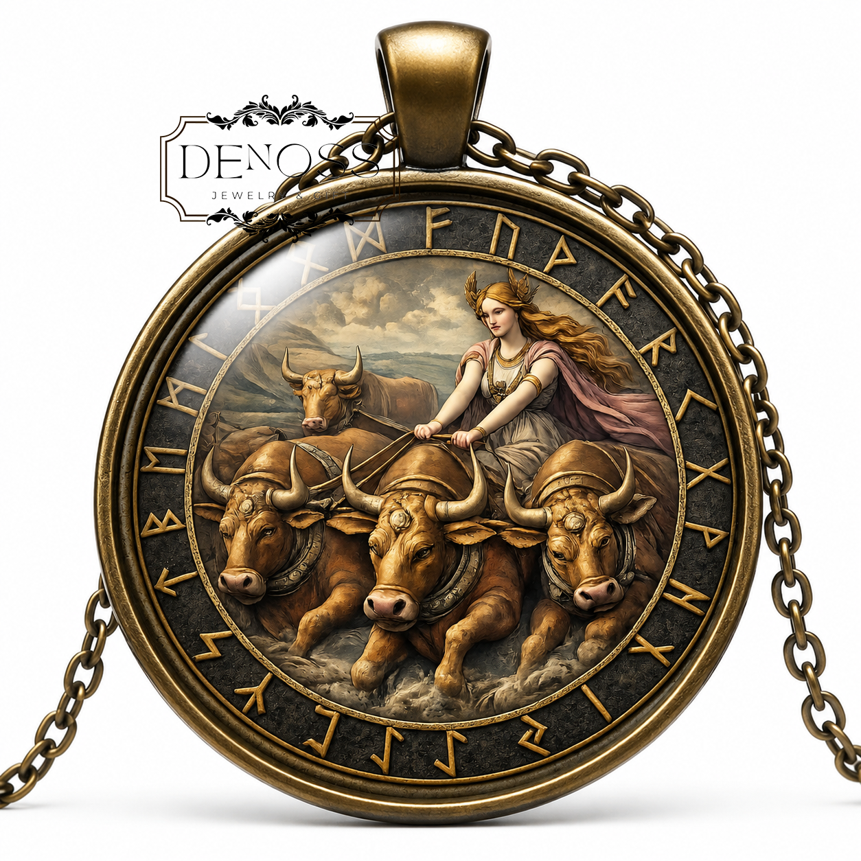 GEFJUN Necklace,Norse,Goddess of Fertility,Goddess of Abundance,Goddess of Agriculture,Goddess of Prosperity,Vikings,Asatru