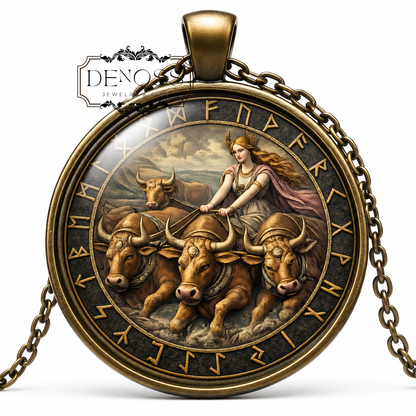 GEFJUN Necklace,Norse,Goddess of Fertility,Goddess of Abundance,Goddess of Agriculture,Goddess of Prosperity,Vikings,Asatru