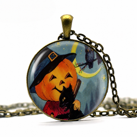 Pumpkin Love pendant necklace,Halloween jewelry,Halloween necklace