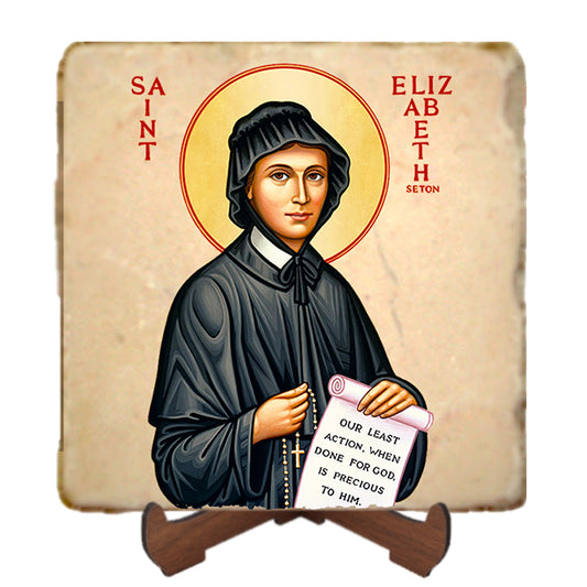St.Elizabeth Seton Icon,Women Saint,Marble Icon,Handmade,Prayer gift,Christian Icon