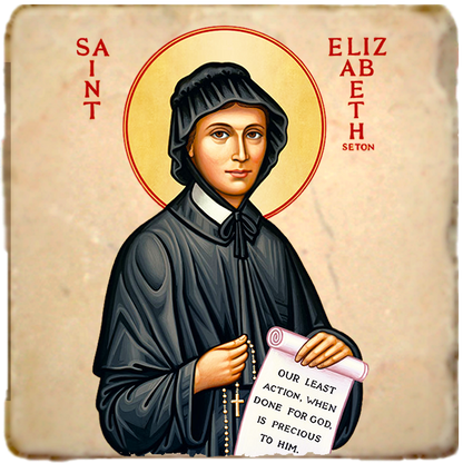 St.Elizabeth Seton Icon,Women Saint,Marble Icon,Handmade,Prayer gift,Christian Icon