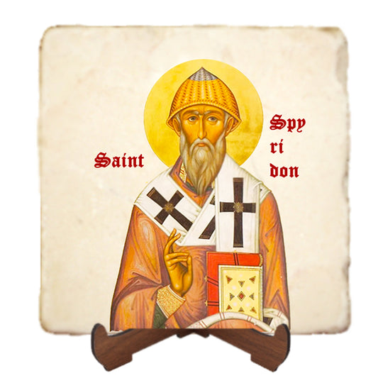 St.Spyridon Orthodox Icon,Men Saints,Marble Icon,Handmade,Prayer gift,Christian Icon