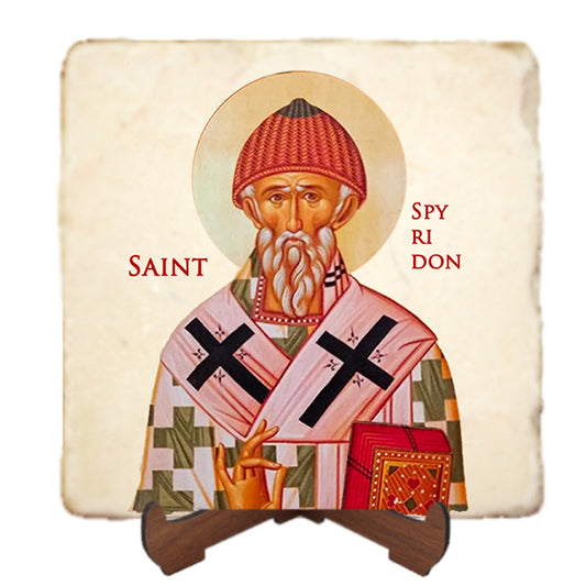 St.Spyridon the Wonderworker Icon,Men Saints,Marble Icon,Handmade,Prayer gift,Christian Icon