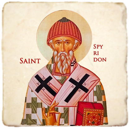 St.Spyridon the Wonderworker Icon,Men Saints,Marble Icon,Handmade,Prayer gift,Christian Icon