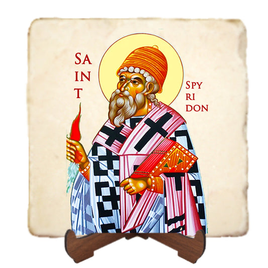 St.Spyridon Icon,Men Saints,Marble Icon,Handmade,Prayer gift,Christian Icon
