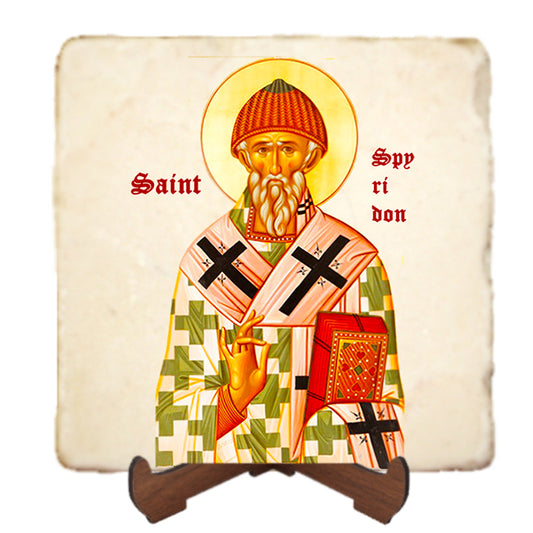 St.Spyridon the Wonderworker Prayer Icon,Men Saints,Marble Icon,Handmade,Prayer gift,Christian Icon