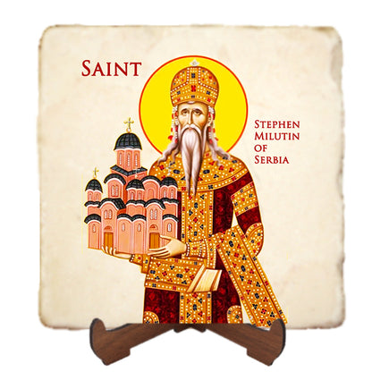 St.Stephen Milutin Icon,Men Saints,Marble Icon,Handmade,Prayer gift,Christian Icon