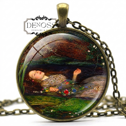 Ophelia Necklace,nature gift,JW Waterhouse,Pre-Raphaelite Art