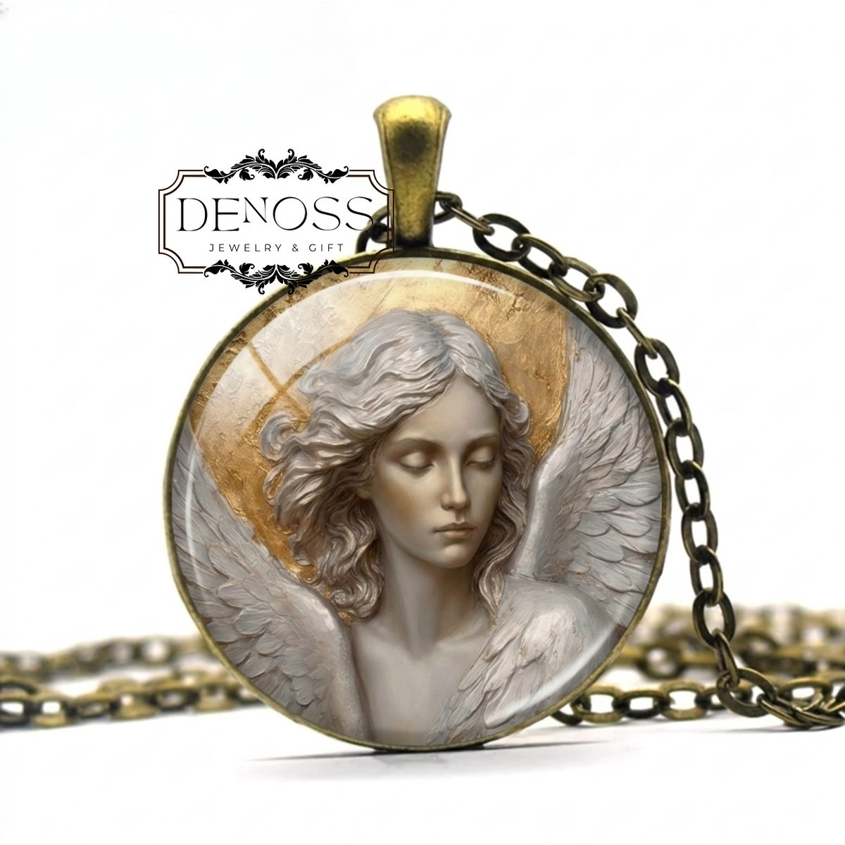 Gold Guardian Angel Necklace,Personalized Religious Jewelry