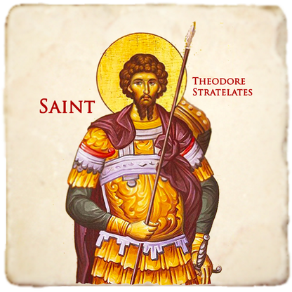 St.Theodore Stratelates Icon,Men Saints,Marble Icon,Handmade,Prayer gift,Christian Icon