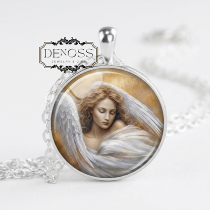 Gold Plated Guardian Angel Necklace,Personalized Religious Jewelry