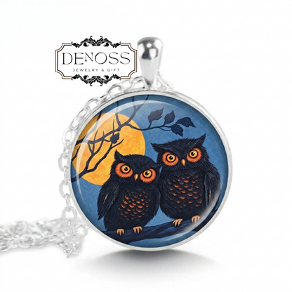 Owl Lovers Pendant Necklace,Halloween Art