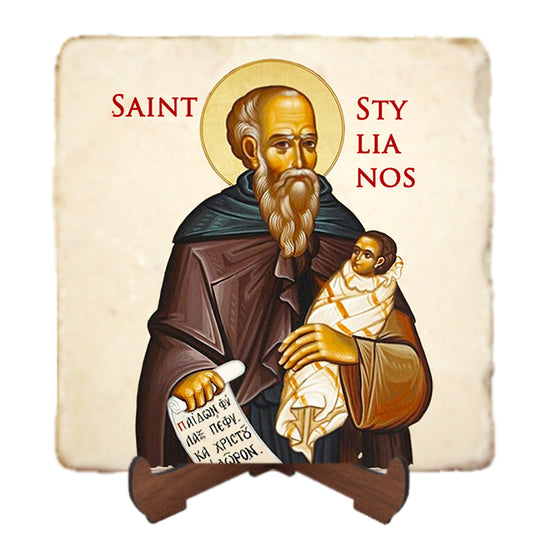 St.Stylianos Icon,Men Saints,Marble Icon,Handmade,Prayer gift,Christian Icon