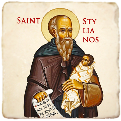 St.Stylianos Icon,Men Saints,Marble Icon,Handmade,Prayer gift,Christian Icon