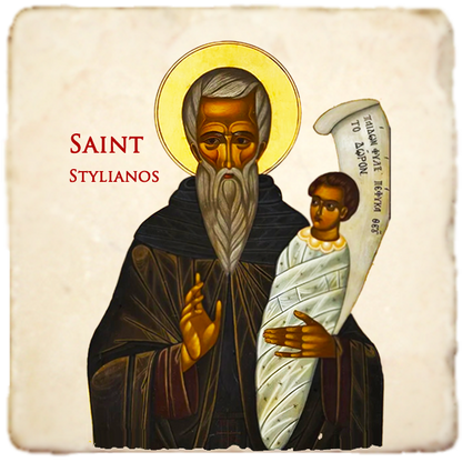 St.Stylianos Icon,Protector of Children and Orphans,Men Saints,Marble Icon,Handmade,Prayer gift,Christian Icon