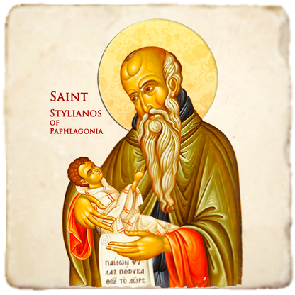 St.Stylianos of Paphlagonia Icon,Men Saints,Marble Icon,Handmade,Prayer gift,Christian Icon
