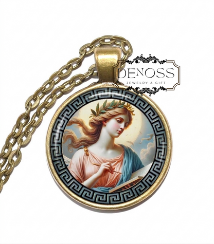 CALLIOPE Necklace,Goddess of Epic Poetry,Goddess of Eloquence,Muse,Inspirational Goddess,Mythology,Greek,Glass Pendant