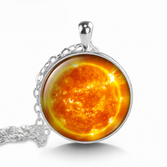 Handmade Sun Pendant Necklace,Galaxy Cosmos Jewelry