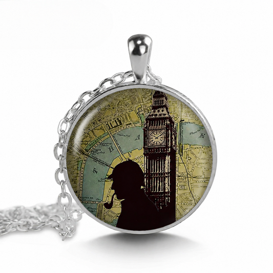 Sherlock Holmes in London necklace,Sherlock Holmes fan gift,detective gift for investigator,Big Ben