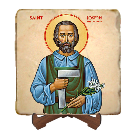 St.Joseph the Worker Icon,Men Saints,Marble Icon,Handmade,Prayer gift,Christian Icon