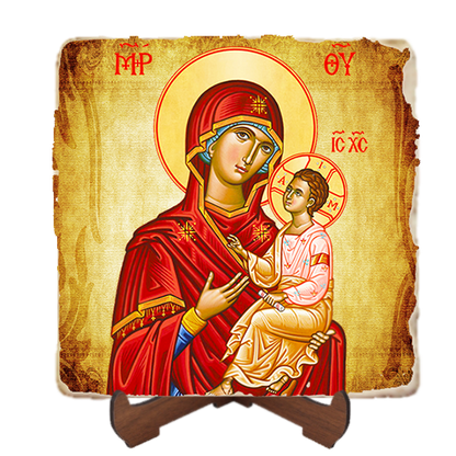 Virgin and Child Icon,Marble Icon,Handmade,Baptism gift,Christian Icon