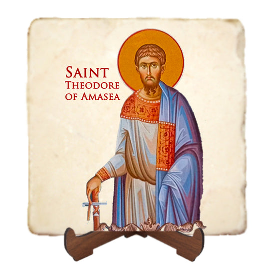 St.Theodore of Amasea Icon,Men Saints,Marble Icon,Handmade,Prayer gift,Christian Icon