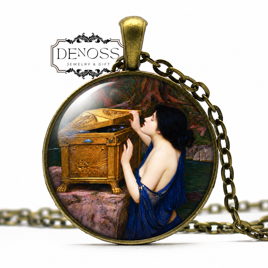 Pandora's Box Necklace,John William Waterhouse Pre-Raphaelite Art Jewelry