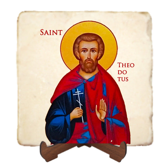 St.Theodotus Icon,Men Saints,Marble Icon,Handmade,Prayer gift,Christian Icon