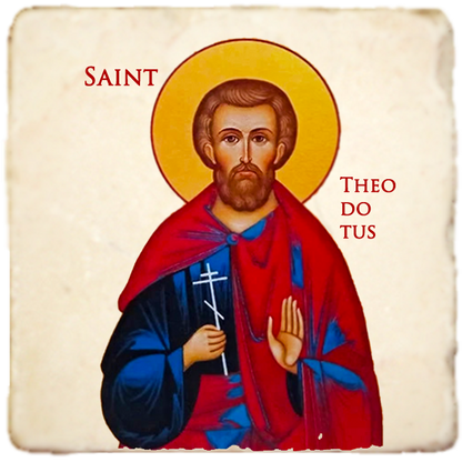 St.Theodotus Icon,Men Saints,Marble Icon,Handmade,Prayer gift,Christian Icon