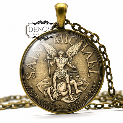 Saint  Michael Amulet,St Angel Pendant Necklace Gift,Protection Talisman,Saint Michael Amulet Talisman,Guardian Angel St. Michael Sigil