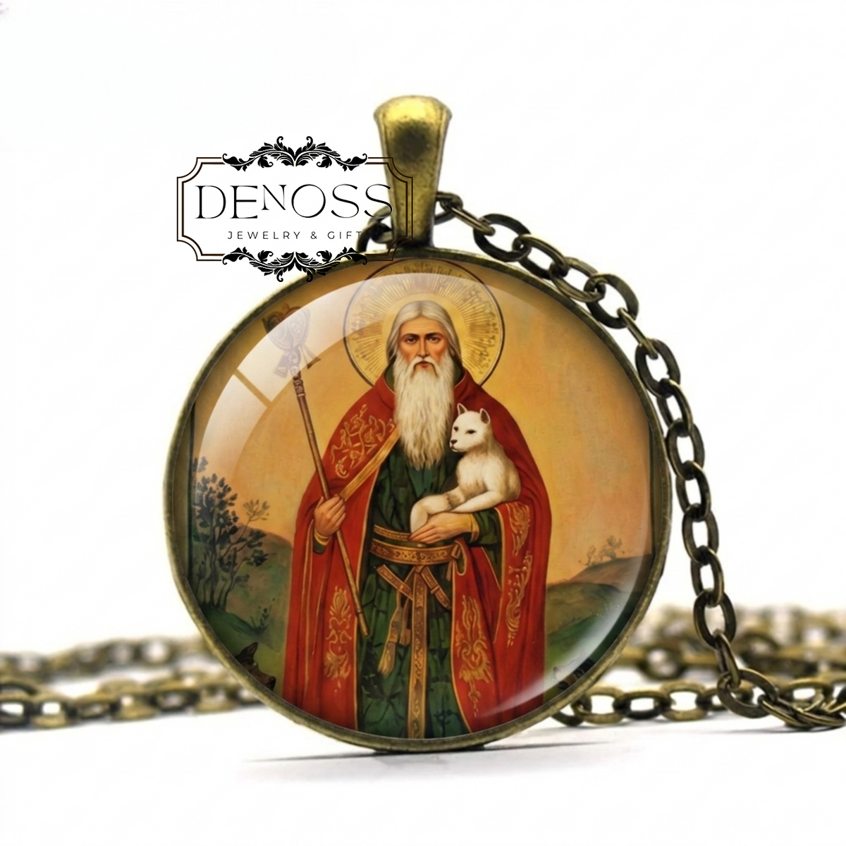 Saint Ailbe Pendant Necklace,Religious Devotional Christian Medal Patron Pendant