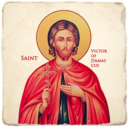St.Victor of Damascus Icon,Men Saints,Marble Icon,Handmade,Prayer gift,Christian Icon