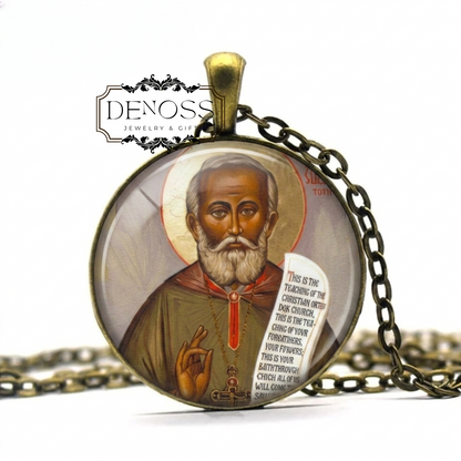 Saint Alexis Pendant Necklace,Toth Religious Devotional Christian Medal Patron Pendant
