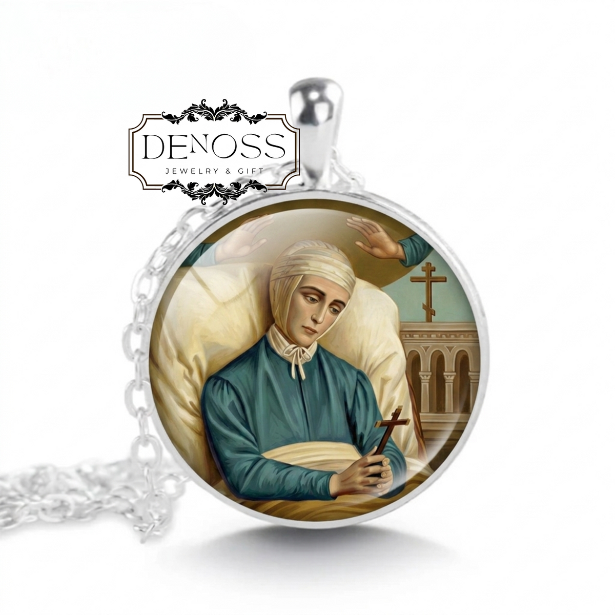 Saint Anne Catherine Emmerich Pendant Necklace,Religious Medal