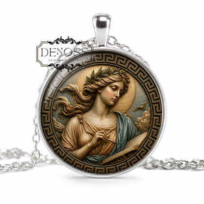 CALLIOPE Necklace,Goddess of Epic Poetry, Goddess of Eloquence,Muse,Inspirational Goddess,Mythology,Greek,Glass Pendant