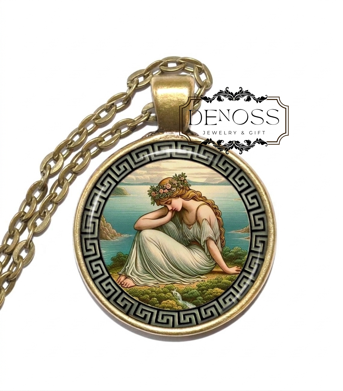 CALYPSO Necklace,Goddess,Nymph,Daughter of Atlas,Ogygia,Odysseus,Greek,Mythology,Glass Pendant