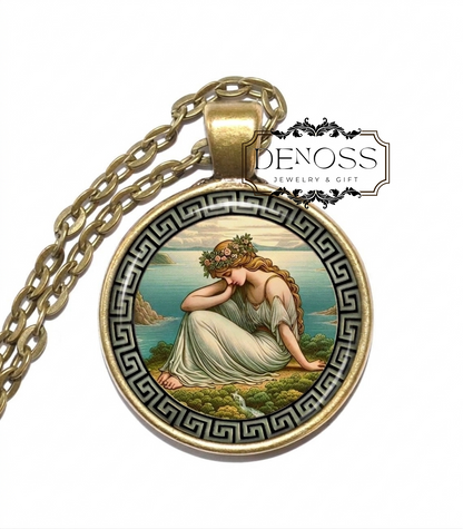 CALYPSO Necklace,Goddess,Nymph,Daughter of Atlas,Ogygia,Odysseus,Greek,Mythology,Glass Pendant
