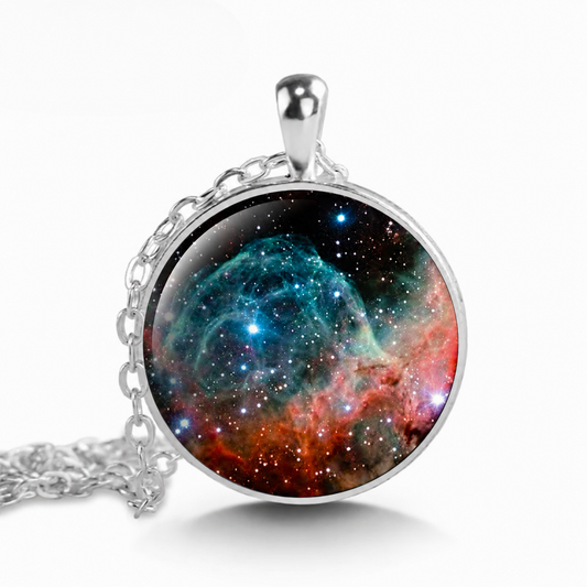 Handmade Thor's Helmet Nebula Pendant Necklace,Galaxy Cosmos Necklace,Space Universe