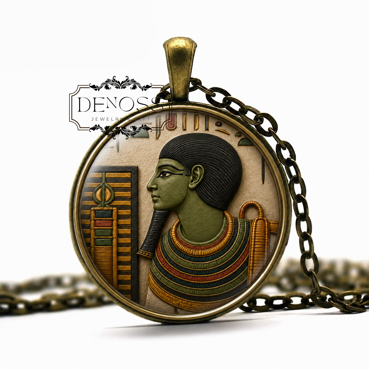 PTAH Necklace,God of Creation,Patron of Craftsmen,Inventor of Masonry,Egyptian, Ancient,Art Pendant Necklace,Glass Pendant