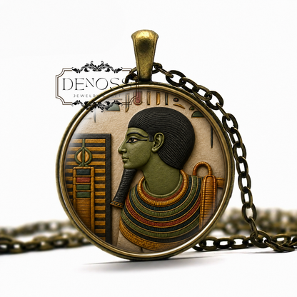 PTAH Necklace,God of Creation,Patron of Craftsmen,Inventor of Masonry,Egyptian, Ancient,Art Pendant Necklace,Glass Pendant