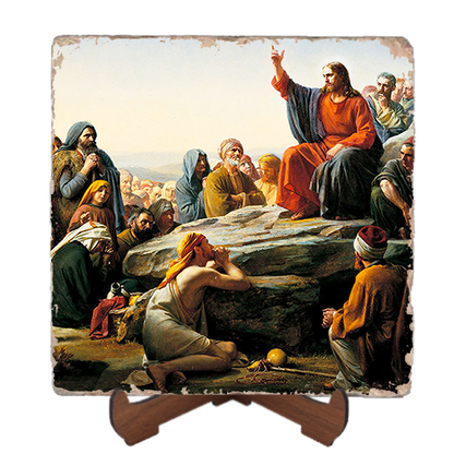 Sermon on the Mount Icon,Marble Icon,Handmade,Baptism gift,Christian Icon