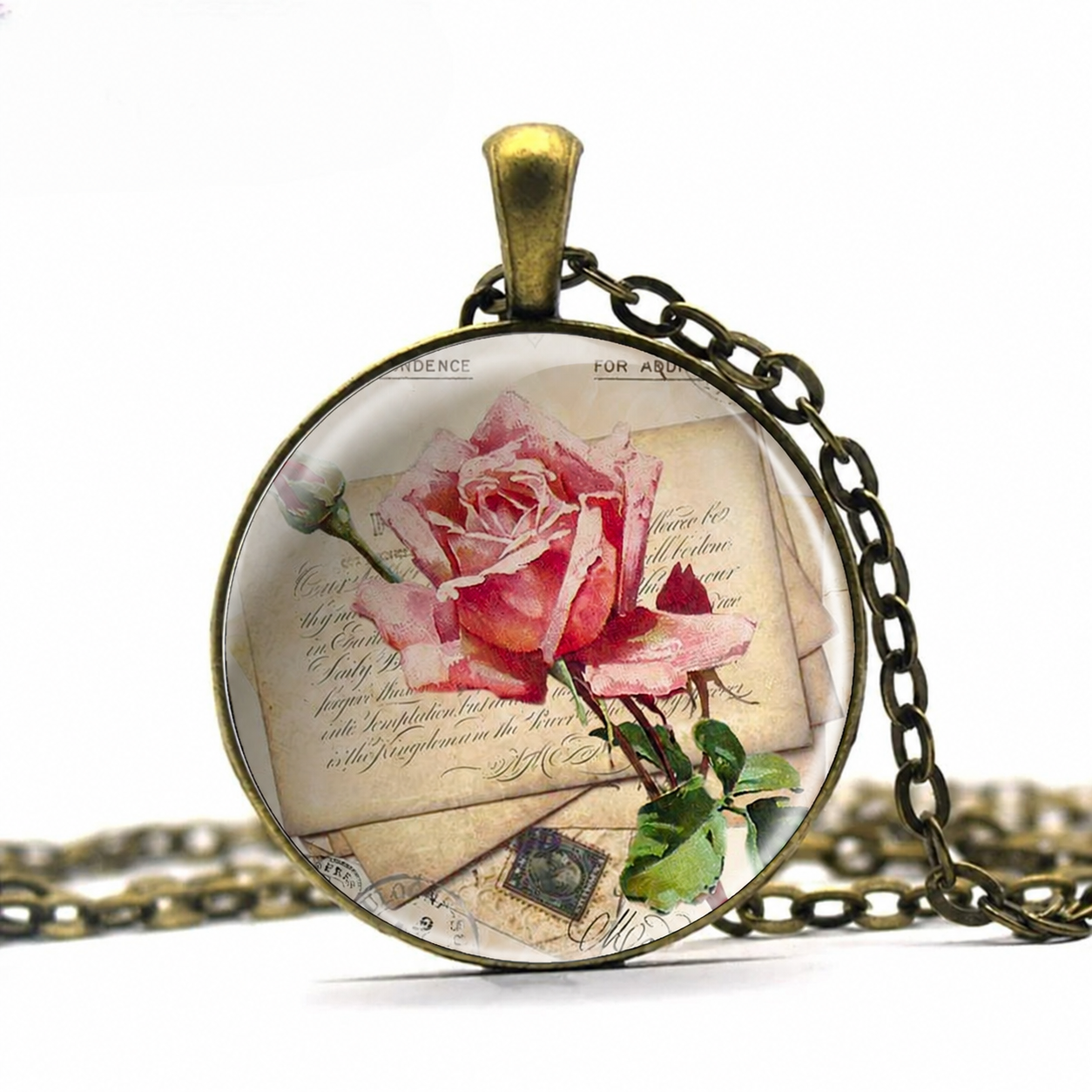 Vintage Rose and Love Gift Necklace